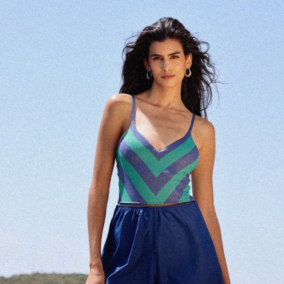 Biliblond Arava Navy Green Playsuit, M, NWT - Picture 2 of 7